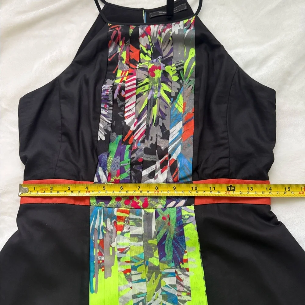 BCBGMaxAzria Black and Neon Green Floral Dress size 6 NWOT - Picture 13 of 15